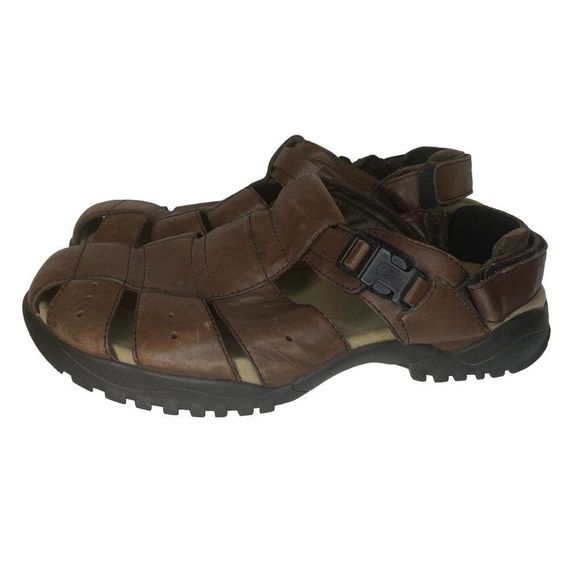 Teva Fisherman Sandals Men\'s 12 US Brown Leather Closed Toe Beach Shoes 6556